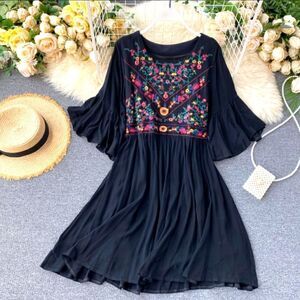 Umgee Floral Embroidered Babydoll Dress